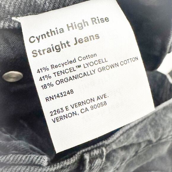 Reformation Cynthia High Rise Straight Jeans Charcoal Black Denim Jeans Size 28 - Picture 9 of 10